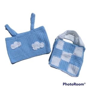 Cloud Top and Checkered Bag Set